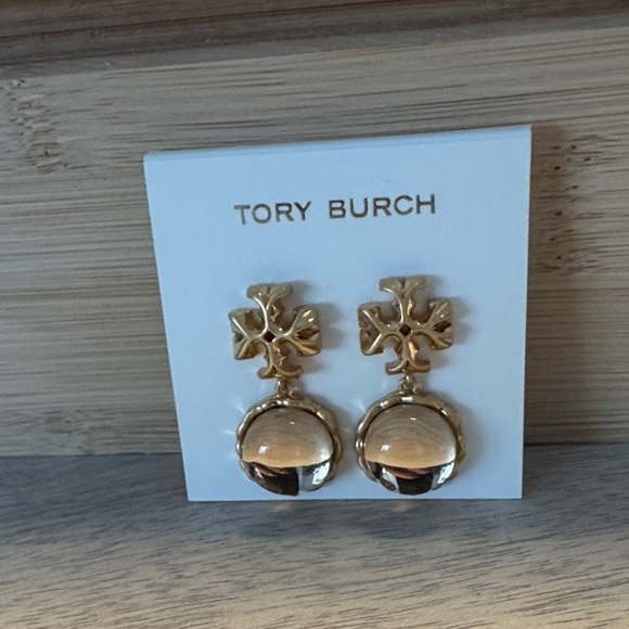 Tory Burch Jewelry - Tory Burch NWOT Gold Logo Drop Dangle Earrings